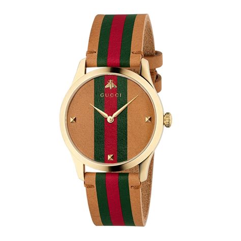 gucci gold mens watch green red stripes|discount Gucci watches for men.